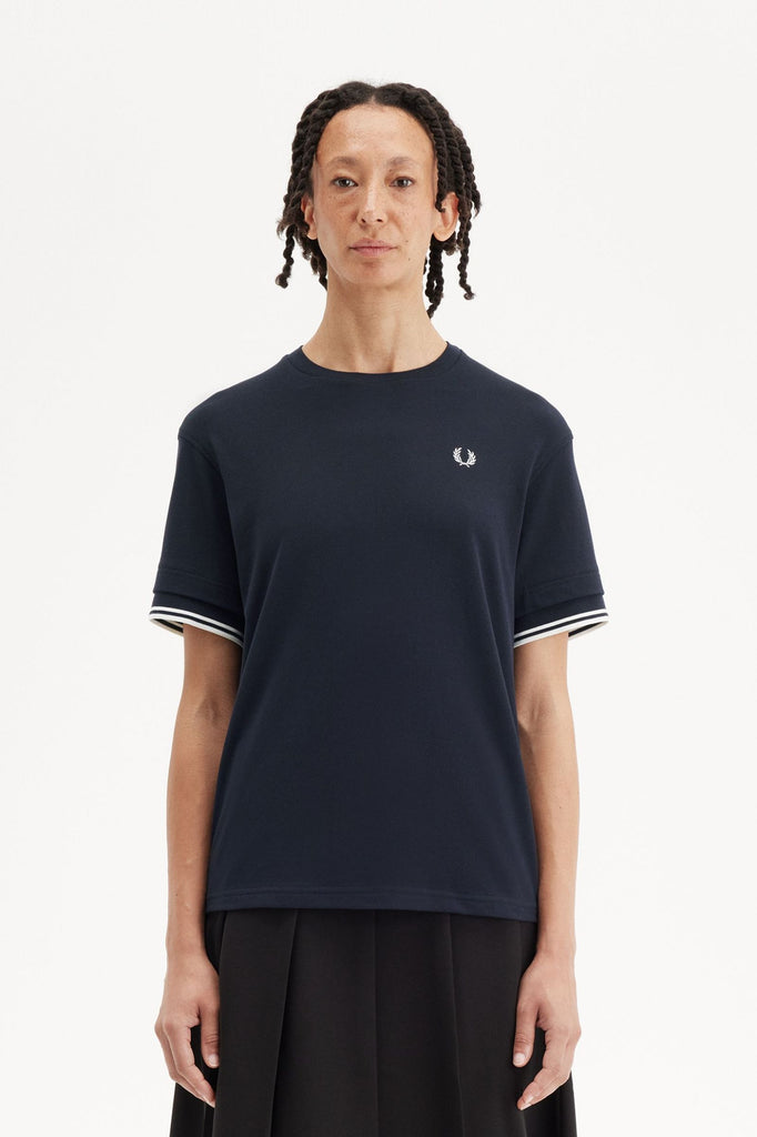 Fred Perry Tipped Pique T-Shirt - Navy