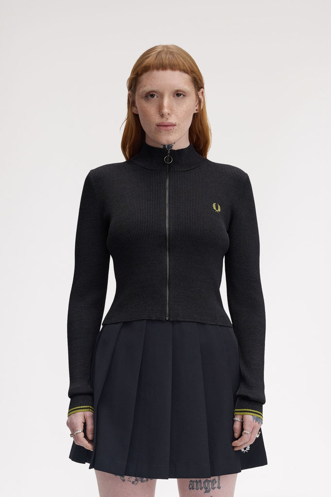 Fred Perry Zip-Through Metallic Ribbed Jumper