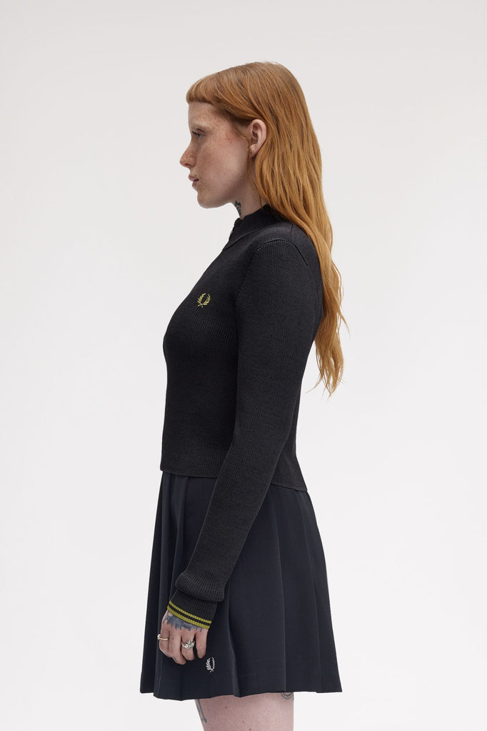 Fred Perry Zip-Through Metallic Ribbed Jumper