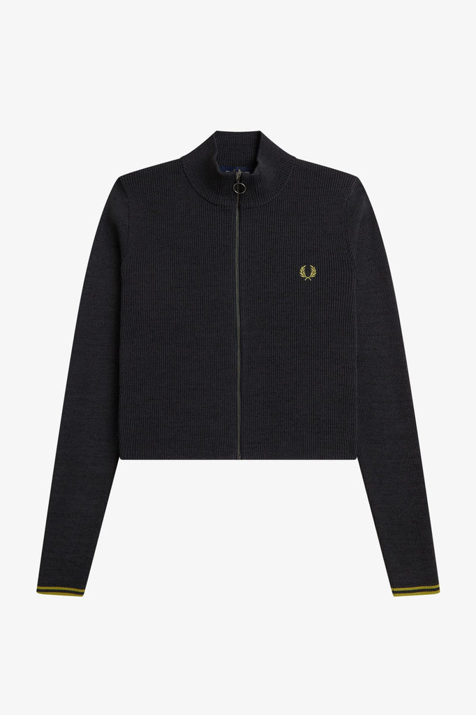 Fred Perry Zip-Through Metallic Ribbed Jumper