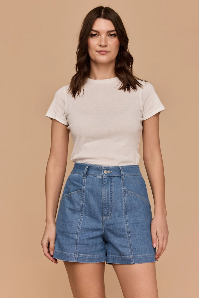 Frock Me Out Denim High Waisted Shorts - Light Vintage Wash
