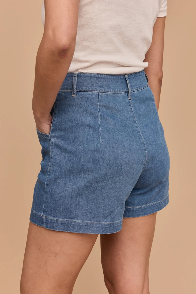 Frock Me Out Denim High Waisted Shorts - Light Vintage Wash