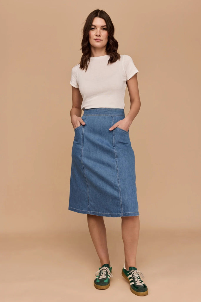 Frock Me Out A-Line Denim Skirt - Light Vintage Wash