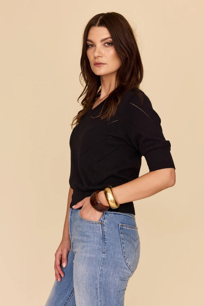 Frock Me Out Cotton Cashmere Chevron Knit Jumper - Black