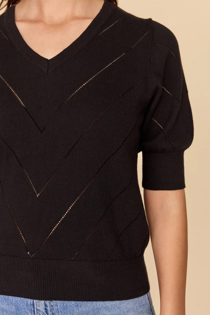 Frock Me Out Cotton Cashmere Chevron Knit Jumper - Black