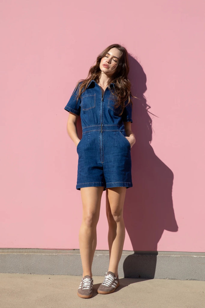 Frock Me Out Shortie Jumpsuit - Denim