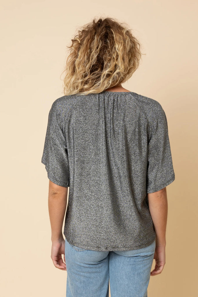 Frock Me Out Fluted Sleeve Lurex Top - Silver