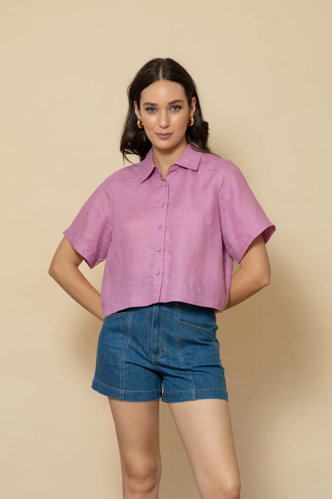 Frock Me Out Linen Shirt - Orchid