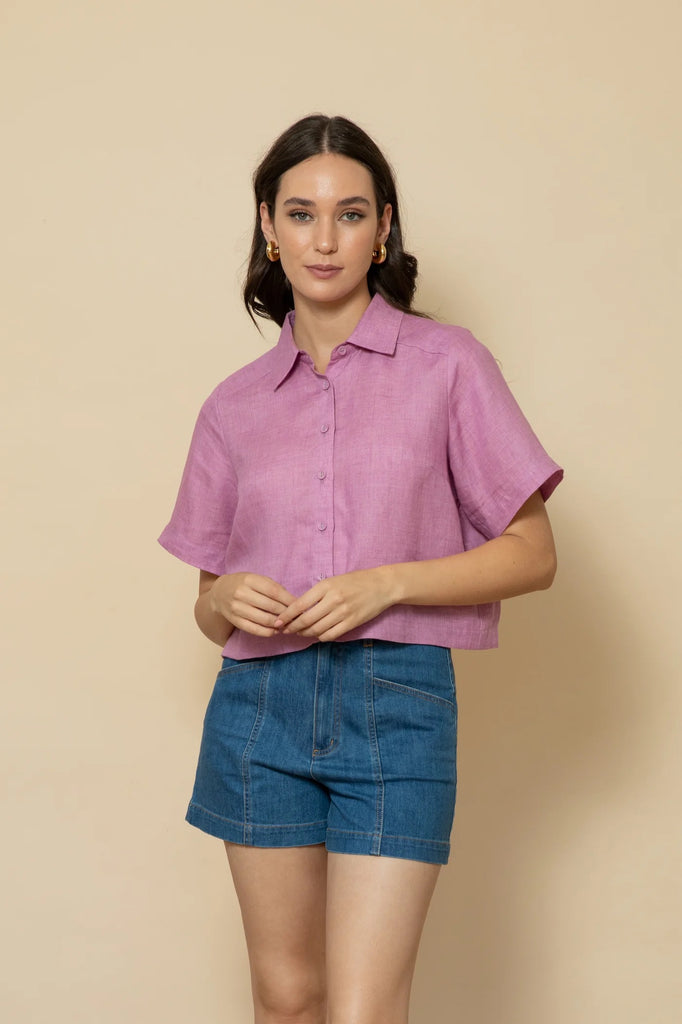 Frock Me Out Linen Shirt - Orchid