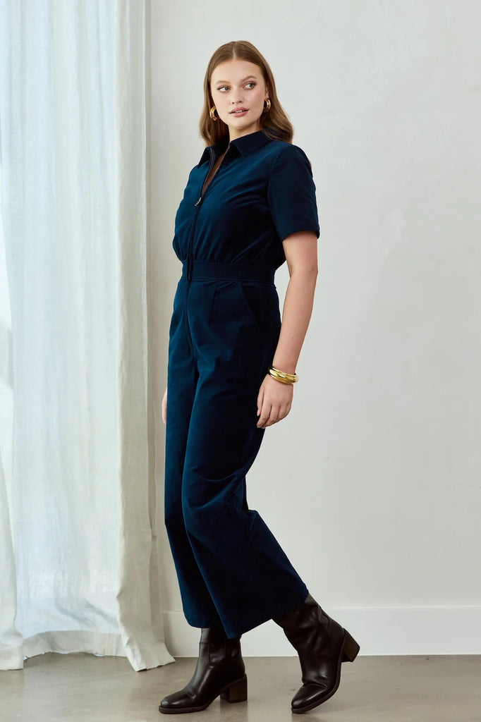 Frock Me Out Velvet Freestyler Jumpsuit - Petrol