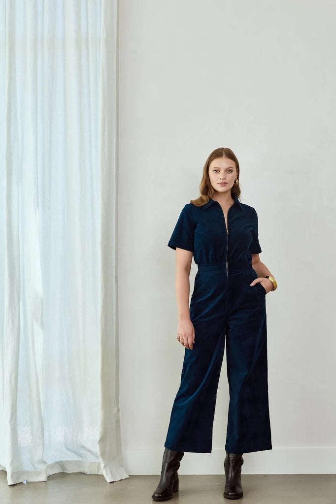 Frock Me Out Velvet Freestyler Jumpsuit - Petrol