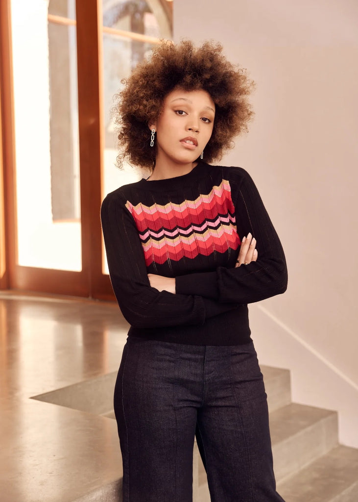 Frock Me Out Zig Zag Pointelle Knit Jumper