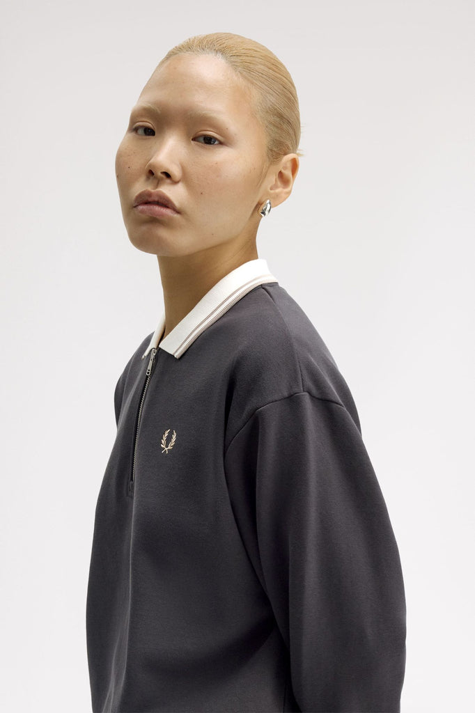 Fred Perry Zip Neck Sweatshirt -Anchor Grey