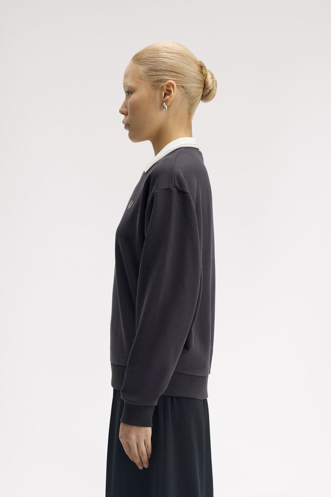 Fred Perry Zip Neck Sweatshirt -Anchor Grey