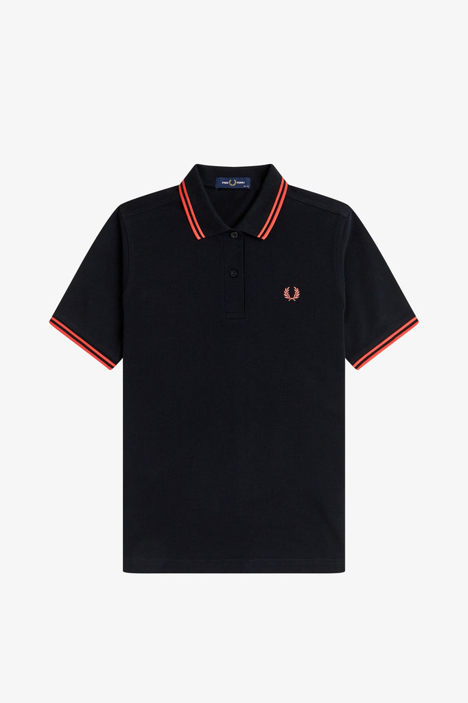 Fred Perry Twin Tipped Shirt - Black/Flamingo Tan