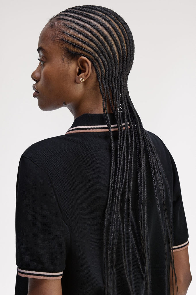 Fred Perry Twin Tipped Shirt - Black/Silky Peach/Blossom