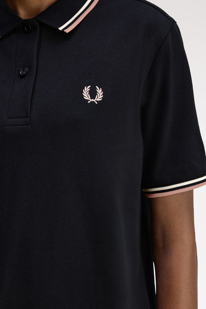 Fred Perry Twin Tipped Shirt - Black/Silky Peach/Blossom