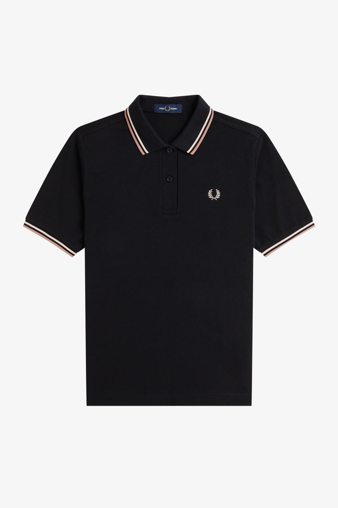 Fred Perry Twin Tipped Shirt - Black/Silky Peach/Blossom
