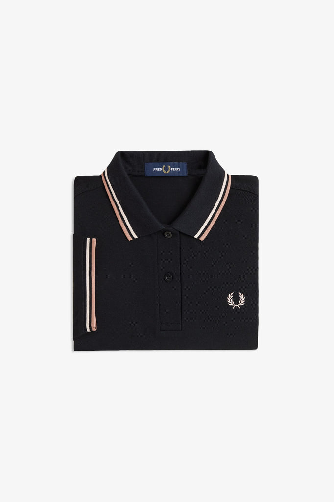 Fred Perry Twin Tipped Shirt - Black/Silky Peach/Blossom