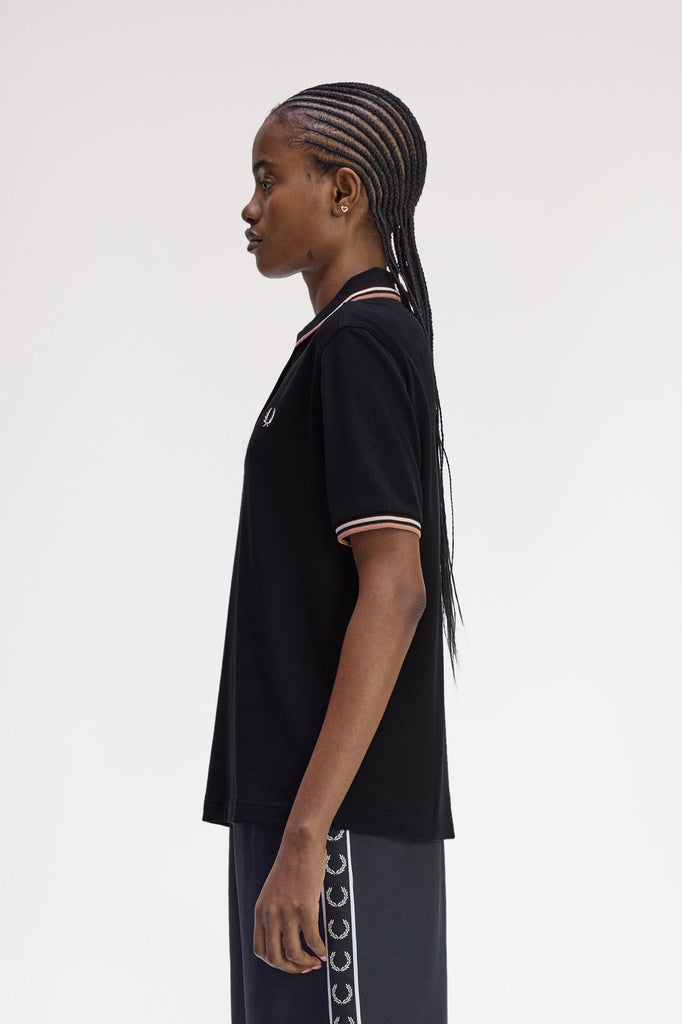 Fred Perry Twin Tipped Shirt - Black/Silky Peach/Blossom