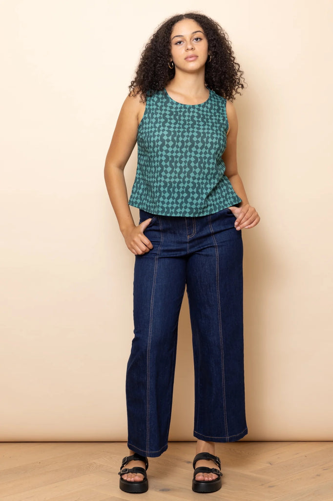 Frock Me Out Sleeveless Top - Emerald Geo