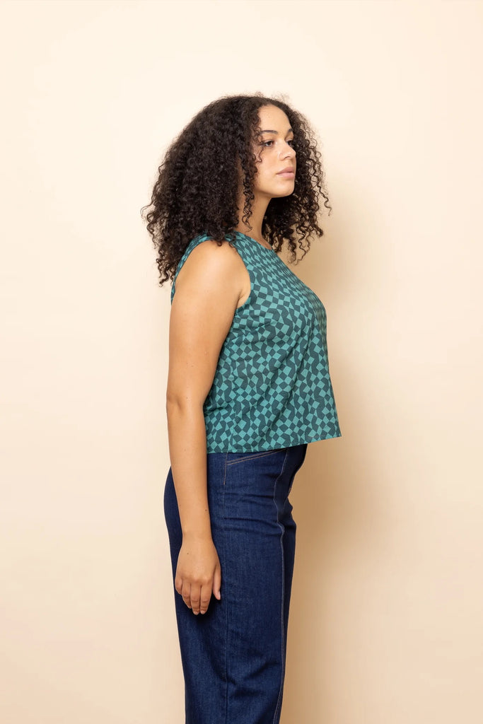 Frock Me Out Sleeveless Top - Emerald Geo