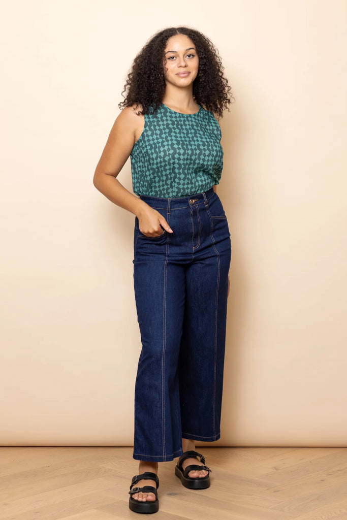 Frock Me Out Sleeveless Top - Emerald Geo
