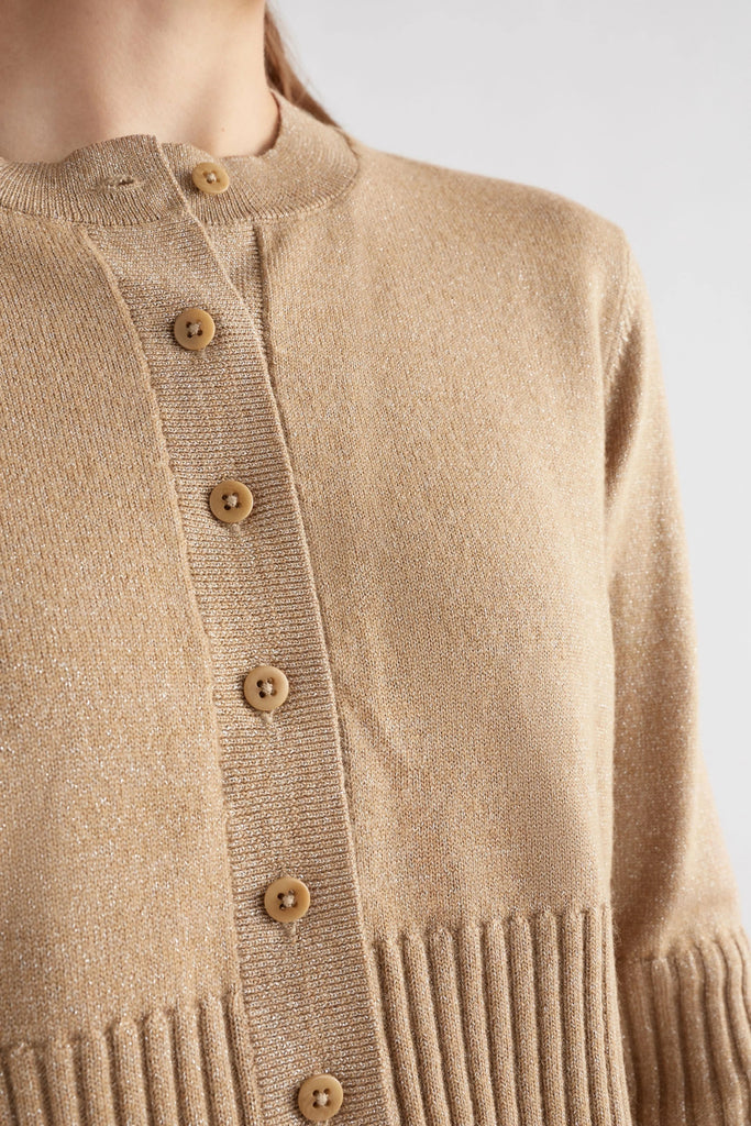 Elk Finby Metallic Cardigan - Taupe Gold