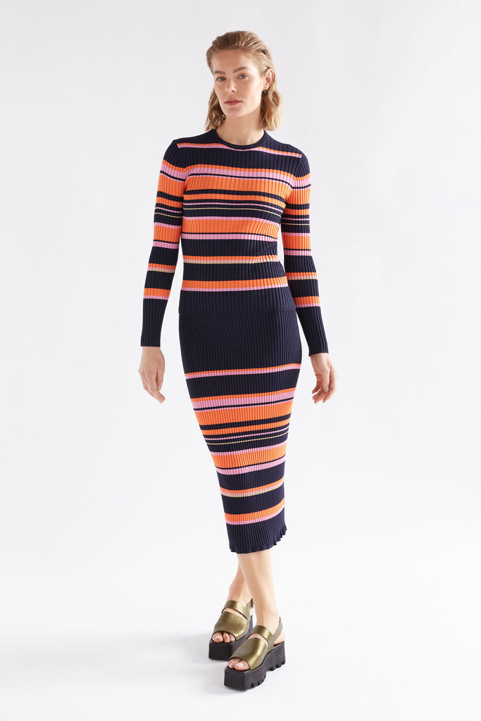 Elk Slinki Knit Skirt - Slinki Stripe