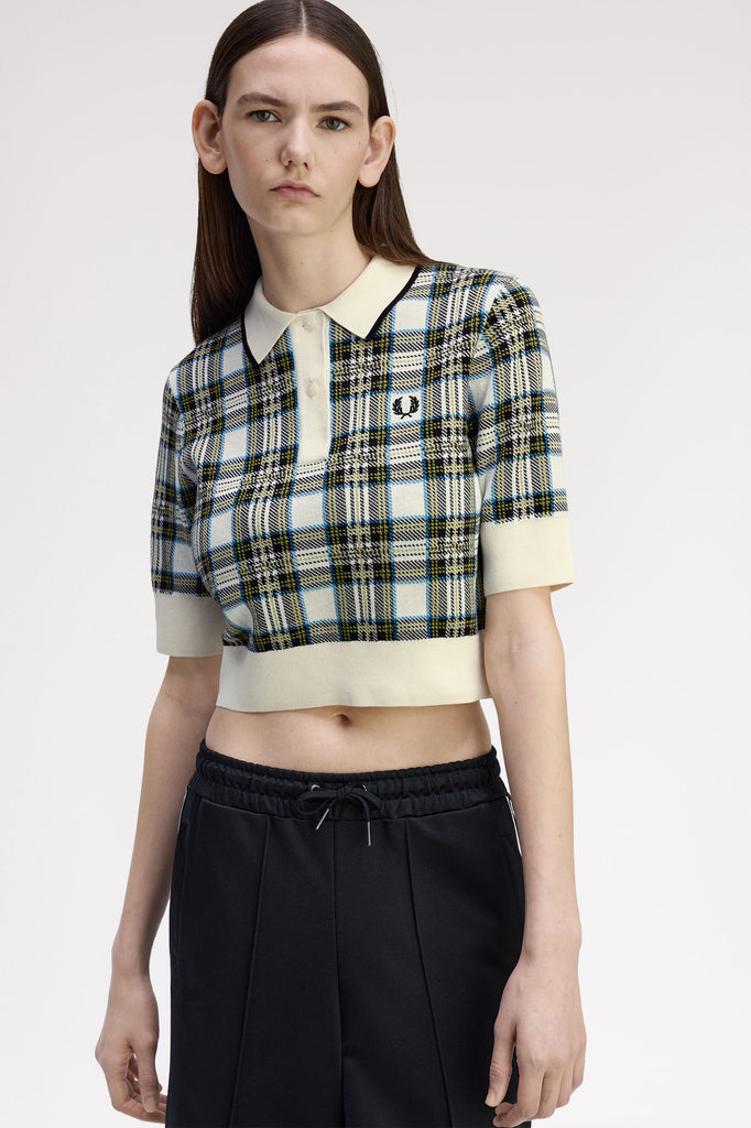Fred Perry Tartan Knitted Crop Shirt