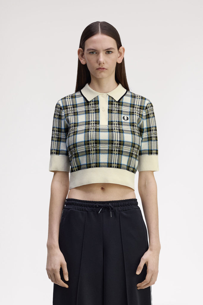 Fred Perry Tartan Knitted Crop Shirt