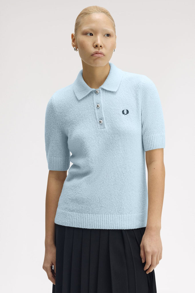 Fred Perry Textured Kitted Shirt - Light Ice