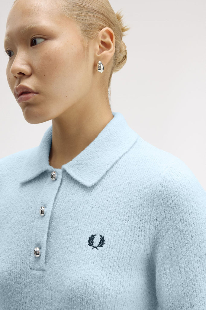 Fred Perry Textured Kitted Shirt - Light Ice