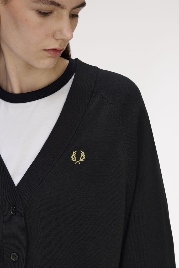 Fred Perry V-Neck Cardigan - Black