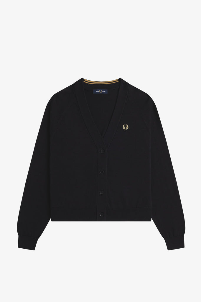 Fred Perry V-Neck Cardigan - Black
