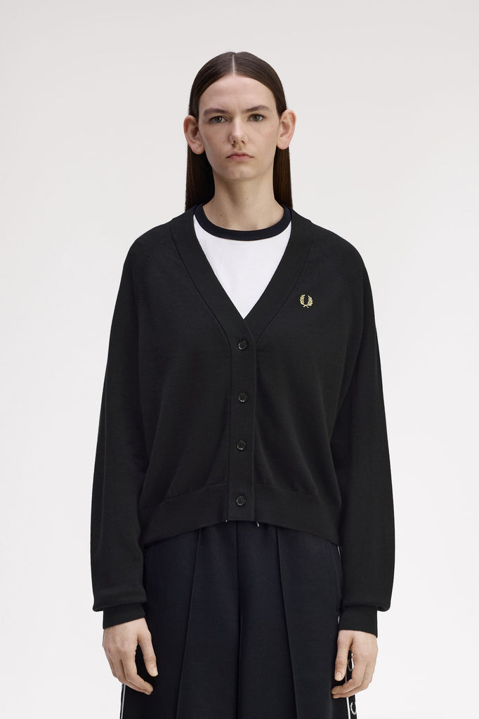 Fred Perry V-Neck Cardigan - Black