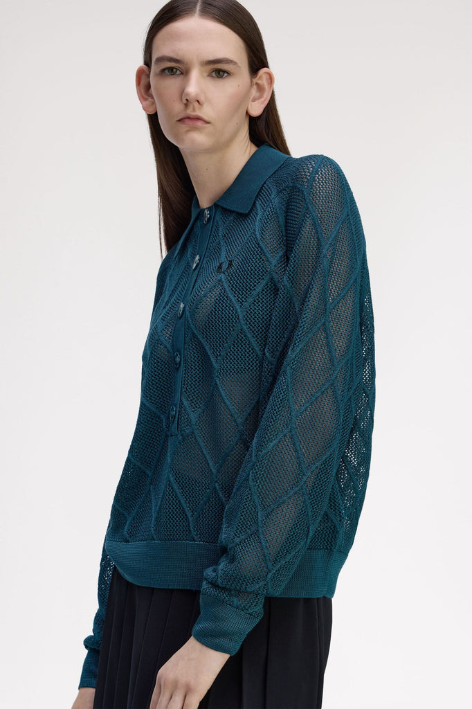 Fred Perry Argyle Mesh Shirt - Petrol