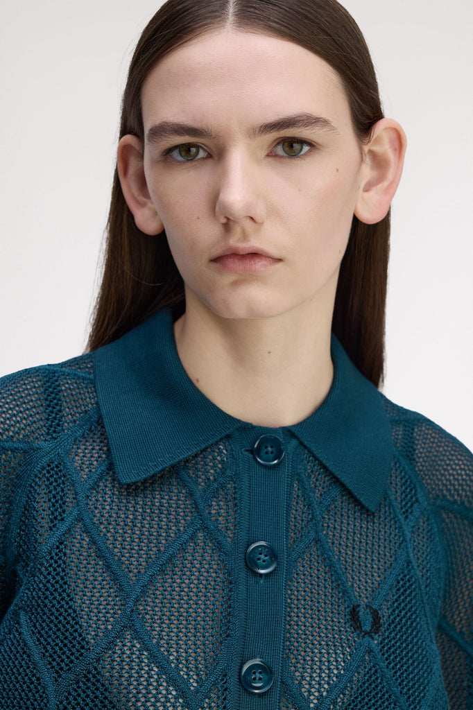 Fred Perry Argyle Mesh Shirt - Petrol