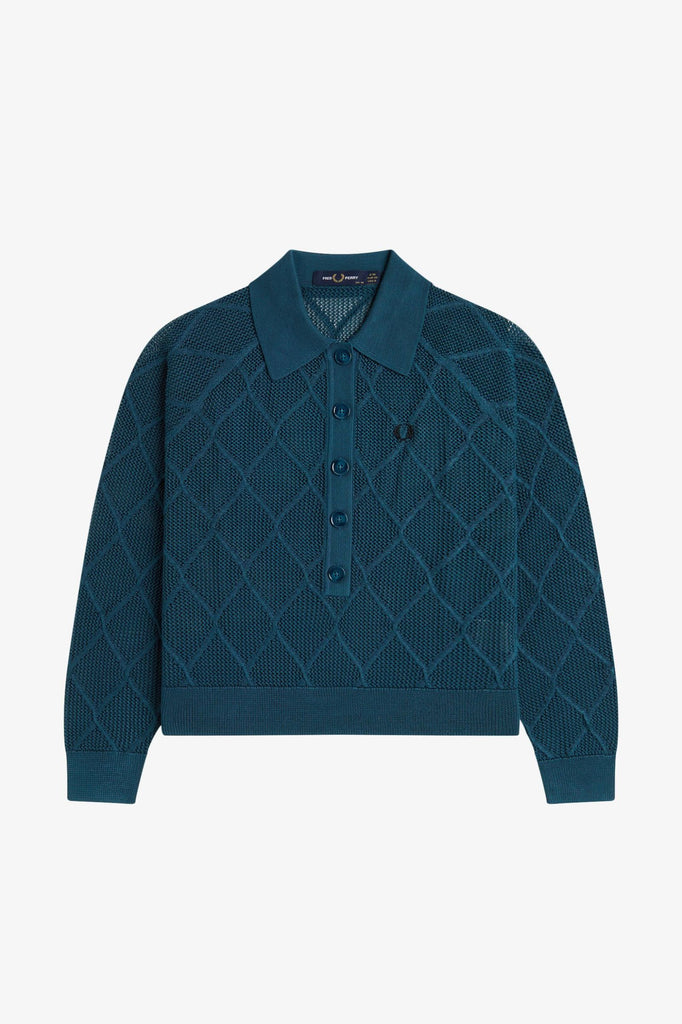 Fred Perry Argyle Mesh Shirt - Petrol