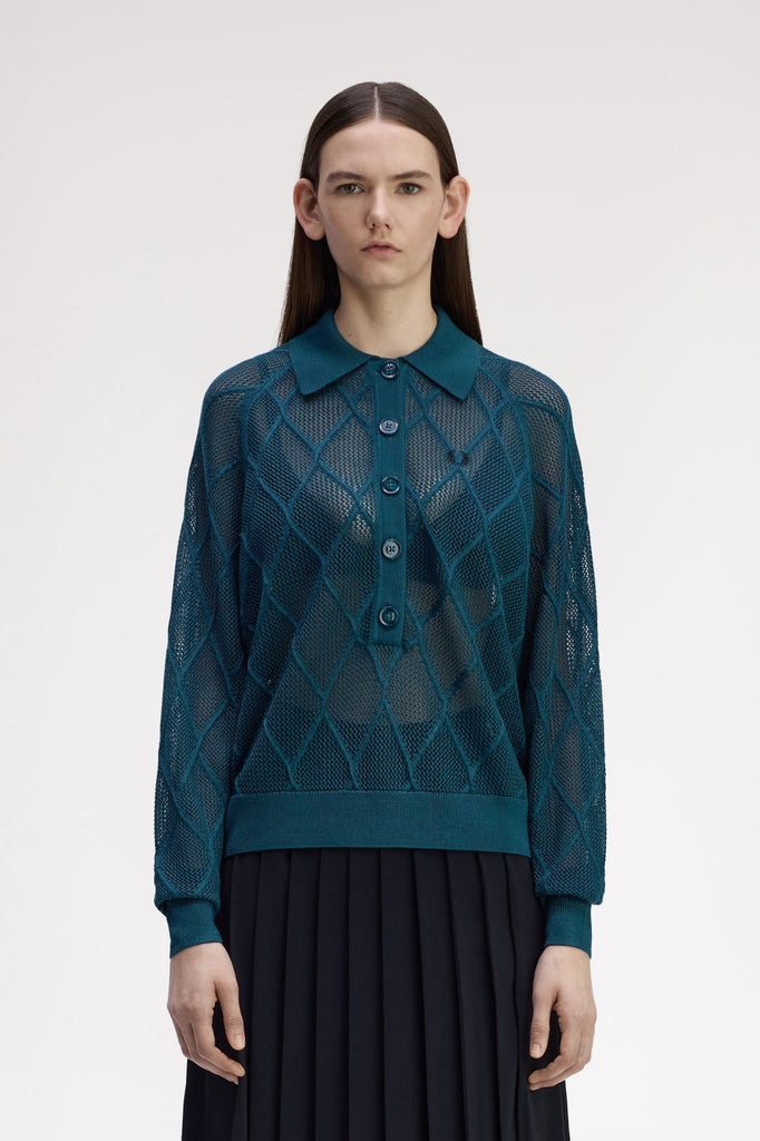 Fred Perry Argyle Mesh Shirt - Petrol