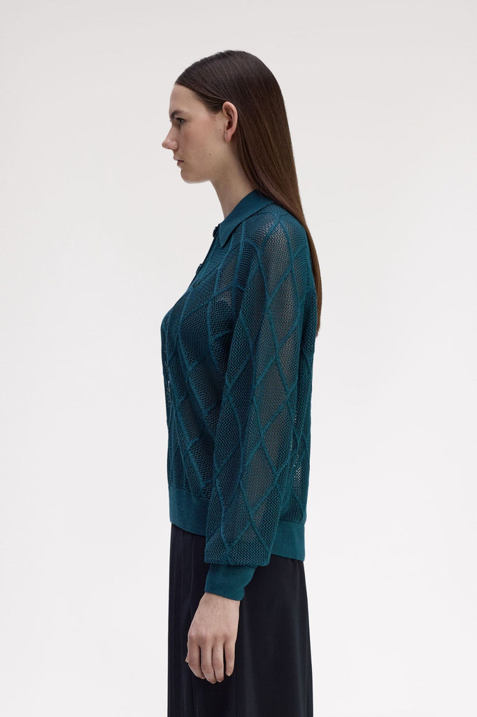 Fred Perry Argyle Mesh Shirt - Petrol