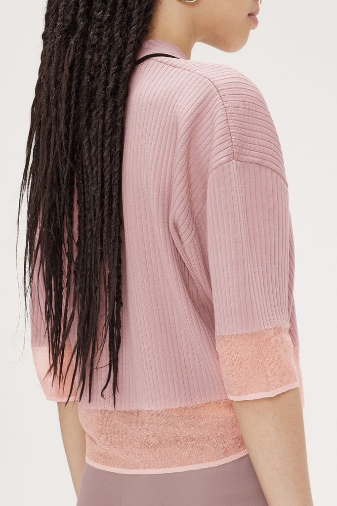 Fred Perry Sheer Trim Knitted Shirt - Rose Pink