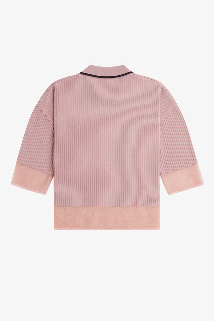 Fred Perry Sheer Trim Knitted Shirt - Rose Pink