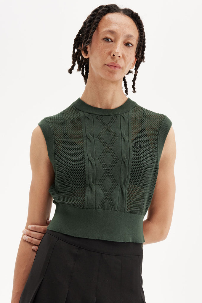 Fred Perry Textured Knitted Tank - Court Green