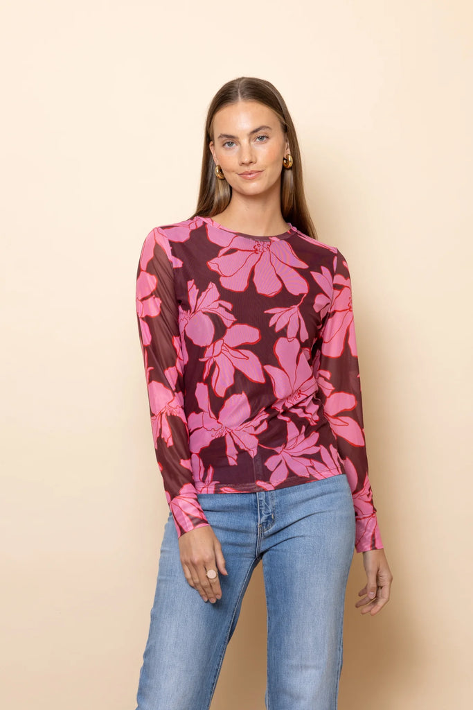 Frock Me Out Mesh Long Sleeve Top - Magnolia