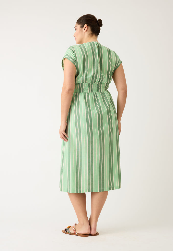 Nancybird Hana Wrap Dress - Green Stripe