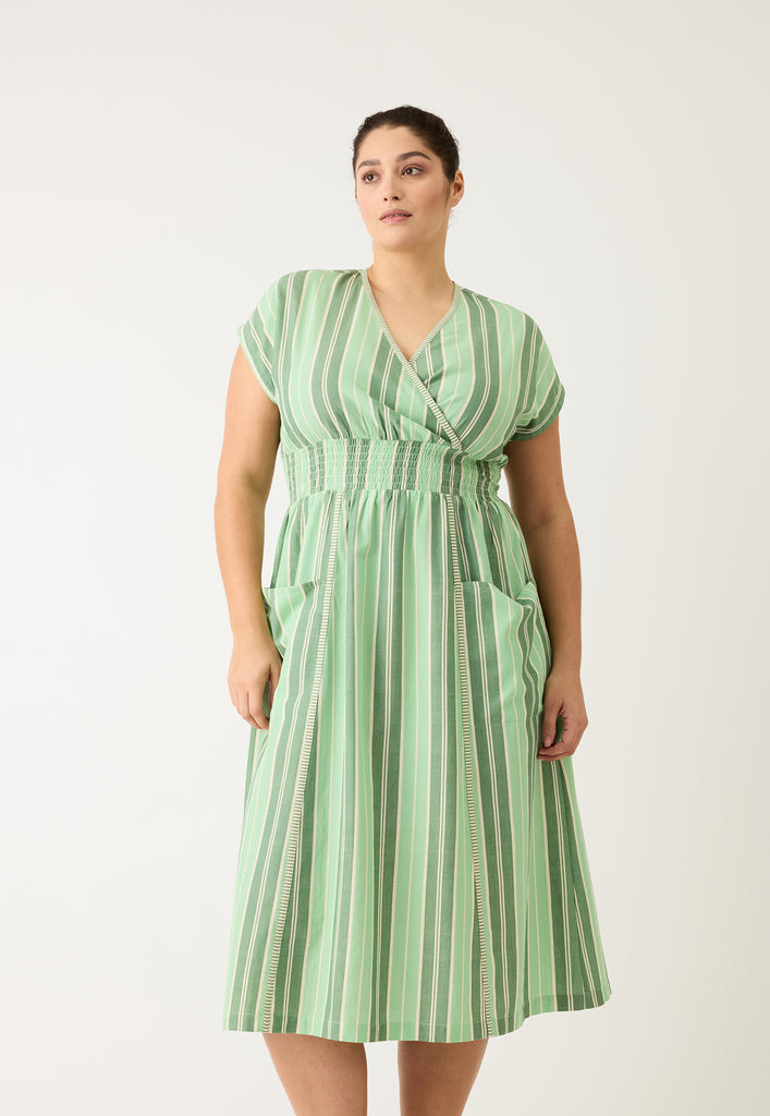Nancybird Hana Wrap Dress - Green Stripe