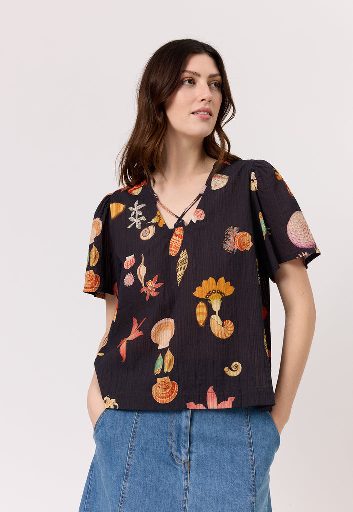 Nancybird Ines Top - Charcoal Shell