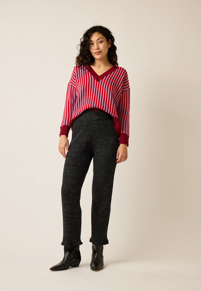 Nancybird Naho Rib Pant - Black Melange