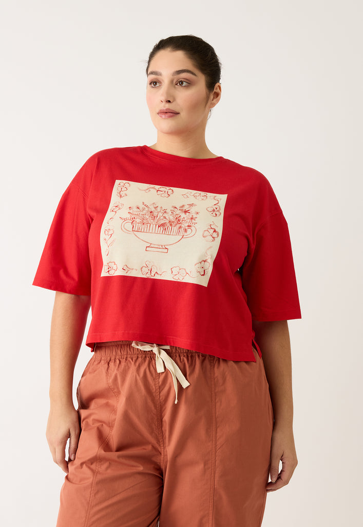 Nancybird Tasmin Boxy Tee - Red Vase